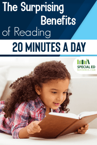 A young girl enjoying her reading 20 minutes a day.