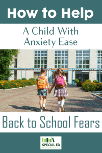 Two young girls walking hand in hand into their first day at school. These are tips on how to help a child with anxiety ease back to school fears.