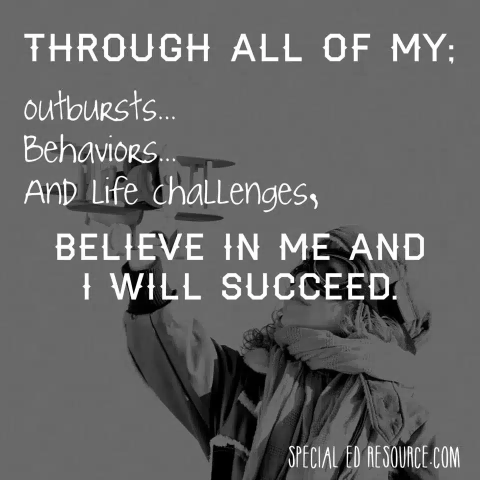 Success Happens When You Believe | Special Education Resource